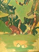 Hans Øllgaard 
(f. 1911, d. 
1969). Abstrakt 
modernistisk 
landskab. Olie 
på lærred. 
1950/60'erne. 
...