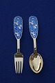 Michelsen Set  Christmas spoon and fork 1953 of 
gilt sterling silver