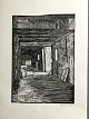Sigurd Bjeld 
(20 årh):
Interiør fra 
tunnel 1968.
Linoleumssnit 
på papir.
Sign.: Bjeld 
...