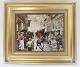Bing & Gröndahl. Porzellanmalerei. Motiv von Paul Fischer. Feuer in der 
Skindergade. Größe inklusive Rahmen, 40 * 33 cm. Produziert 1750 Stück. Dieses 
hat die Nummer 875.