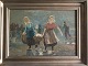 Ubekendt 
kunstner (20 
årh):
Kvinder samler 
østers i 
Bretagne.
Olie på 
malerpap.
Sign.: ...