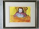 Svend Engelund 
(1908-2007):
Pige ved 
morgenbordet.
Farvelitografi 
på papir.
Sign.: SE (i 
...