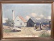 Theodor 
Skovgaard. 
Motiv med 
fiskekone der 
tørre fisk, 
sandsynligvis 
fra Bornholm. 
63x93 cm, med 
...
