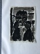 Peder Brøndum 
Sørensen 
(1931-2001):
2 personer ved 
vindue.
Bly/akvarel på 
papir.
Sign.: ...