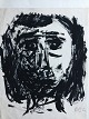Peder Brøndum 
Sørensen 
(1931-2001):
Kvindeportræt.
Tusch på 
papir.
Sign.: P.B.S. 
(bly)
Uden ...