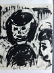 Peder Brøndum 
Sørensen 
(1931-2001):
2 personer i 
landskab 1957.
Tusch på 
papir.
Sign.: P.B.S. 
...