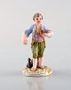 Sjælden antik 
Meissen 
miniature figur 
efter Johann 
Joachim Kändler 
i håndmalet 
porcelæn. Dreng 
...
