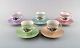 Five early Bing 
and Grondahl 
coffee cups 
with saucers. 
Hand-painted 
flower 
decoration and 
...