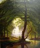 Danish artist 
(19th century): 
A woman walks 
in a forest. 
Oil on canvas. 
Signed: NV 86. 
65 x 52 ...