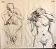 Eickhoff, 
Gottfred Poul 
Georg (1902 - 
1982) Danmark: 
En nøgen kvinde 
reder hår. 
Tusch på papir. 
...