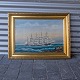 Maleri af 
Skoleskibet 
København 
(forliste 1928) 
Olie på lærred 
i guld ramme.
Kunstner: C. 
...