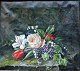 Danish artist 
(19th century): 
Arrangement 
with flowers on 
a stone. Oil on 
canvas. Signed: 
LB. 24 ...