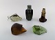 Paul Hoff for 
Svenskt glas. 
Fem figurer i 
form af falk, 
pindsvin, 
tudse, odder og 
fisk. ...