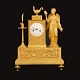 An early 19th century gilt bronze mantel clock signed Paris. Circa 1800. H: 
39cm. W: 29cm