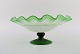 Isfahan Glass. Compote with wavy edge in frosted and green art glass. Late 20th 
century.
