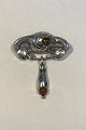 Peter Christian Jensen Art Nouveau Sølv Broche med Rav