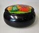 Russian 
black-painted 
metal can with 
hand-painted 
decoration, 
20th century 
Decoration in 
the ...
