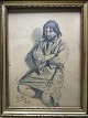 Tegning af Emil 
Krause - mand i 
kjortel 1899.