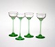 Likørglas med 
slank høj grøn 
stilk. Højde 14 
cm. Diameter 5 
cm. Pris: 90 
kr. stk. Lager: 
5