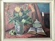 Rud. Jacobsen 
(1894-1955):
Opstilling med 
blomstervase, 
opslået bog mv. 
1924.
Olie på ...