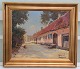 Maleri: Gunnar Bundgaard  1962 Motiv fra Den Gamle By Mariager - Østergade 
Bugges Gaard 53.5 x 61 cm