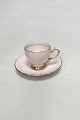 Engelsk, R H & 
S L Plant (Ltd) 
pink porcelæns 
kop og 
underkop, med 
guldkant. 
Mærket: "Tuscan 
...