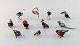 Svensk 
glaskunst. 11 
miniature 
figurer i form 
af fugle i 
mundblæst 
kunstglas. ...