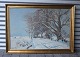 Maleri, Aage 
Bernhard 
Frederiksen 
(1883-1963). 
Vinterparti af 
skov, med hus. 
Signeret 
Bernhard ...