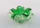 Murano skål i 
grønt og klart 
mundblæst 
kunstglas. 
Bølget form. 
Italiensk 
design, ...