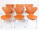 A set of 6 Seven Chairs - Model 3107 - Cognac Classic Leather - Arne Jacobsen - 
Fritz Hansen