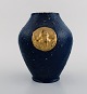 Emile Gallé, 
Nancy. Antique 
vase in glazed 
stoneware. 
Beautiful glaze 
in dark blue 
nuances and ...