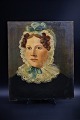 Decorative 1800s oil painting, portrait of Woman painted on canvas. 
36,5x30,5cm.