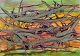 Ivy Lysdal, f 
1937. Dansk 
keramiker og 
kunstmaler. 
Gouache og 
oliekridt på 
karton. 
Abstrakt ...