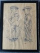 Ubekendt 
kunstner (20 
årh):
To drenge i 
samtale 1929.
Bly på papir.
Sign.: 
Utydeligt 
signeret ...