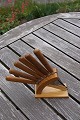 Set of 6 fruit knives with wooden handles and holder