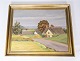 Oil painting with rural motif and gilded frame, by Arthur Bremer   1866-1959. 
5000m2 showroom.