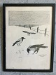 Willy 
Dannerfjord 
(1904-61):
Gråkrager på 
vintermark.
Radering på 
papir..
Sign.: ...