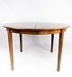 Spisebord i 
palisander med 
tre 
udtræksplader, 
af dansk design 
fra 1960erne. 
Bordet er i 
flot ...