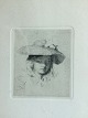 Frans Schwartz 
(1850-1917):
En ung pige 
med stråhat 
1893.
Opus 35
Radering på 
papir.
Sign.: ...