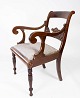 Antik stol af mahogni og polstret med gråt stof, i flot stand fra 1880.H - 90 cm, B - 49 cm, D ...
