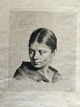 Frans Schwartz 
(1850-1917):
En ung pige 
der ser til 
siden 1890.
Opus 27.
Koldnålsradering 
på ...