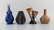 Fire retro 
vaser i 
glaseret 
keramik. 
Belgien, 
1960/70'erne.  
Største måler: 
20,5 x 9,5 cm.
I ...