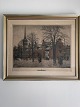 Litografi af 
Børsbygningen i 
København i 
1920'erne. Man 
ser også en af 
de gamle, runde 
...