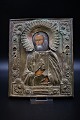 Old Greek Icon 
painted on wood 
with mounted 
Riza of ...