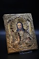 Old Greek Icon 
painted on wood 
with mounted 
Riza of ...