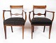 Sæt af to armstole af mahogni og polstret med sort stof, fra 1860erne.H - 79 cm, B - 55 cm, D ...