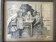 Ubekendt 
kunstner (20 
årh):
Børn tegner 
ved spisebord 
1959.
Tusch på 
papir.
Sign.: jan 59 
...
