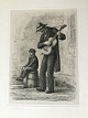 Julius 
Magnus-Petersen 
(1827-1917):
En blind 
Spillemand 
1871.
Radering på 
papir.
Sign.: ...