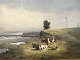 V. Birkholm 
(pseudonym for 
Mark Osman 
Curtis) 
1879-1959. 
Motiv med kalve 
på en 
strandeng. ...