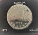 Canada. Sølv 
dollar 1972. 
Diameter 35 mm. 
I æske